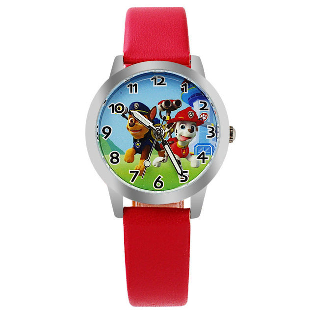 Children Leather Strap Quartz Wristwatch - Red - easy - Trendences ~
