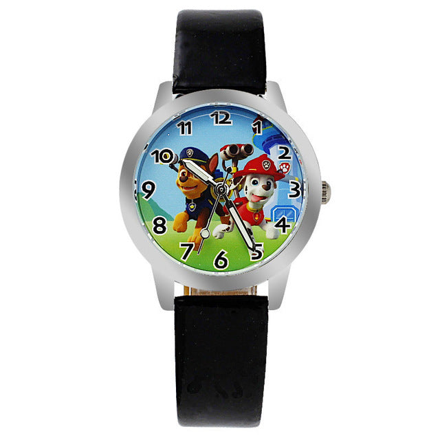 Children Leather Strap Quartz Wristwatch - Black - easy - Trendences ~