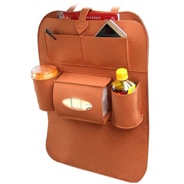 Car Seat Back Multi-Pocket Organizer - Brown - easy - Trendences ~