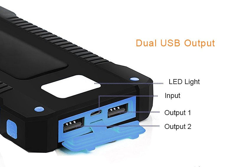Solar Waterproof 20000 mAh Portable Power Bank with LED - easy - Trendences ~