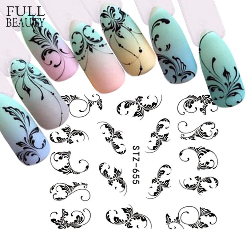 Black Flower Nail Art Stickers - easy - Trendences ~