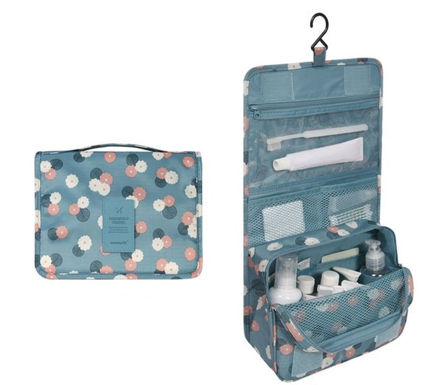 Travel-sized Cosmetics Bag - Blue Flowers - easy - Trendences ~