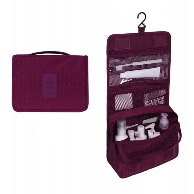 Travel-sized Cosmetics Bag - Burgundy - easy - Trendences ~