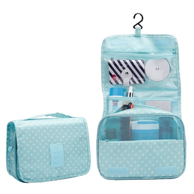 Travel-sized Cosmetics Bag - Mint Polka Dots - easy - Trendences ~
