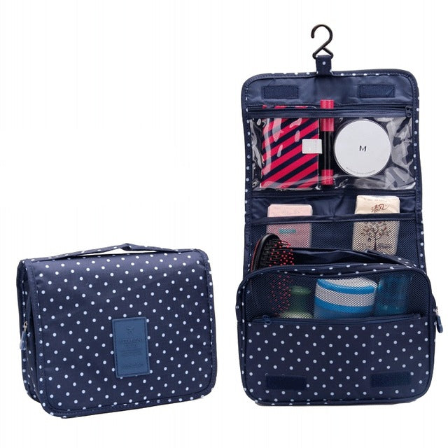 Travel-sized Cosmetics Bag - Navy Polka Dots - easy - Trendences ~