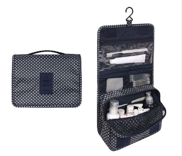 Travel-sized Cosmetics Bag - Navy Diamonds - easy - Trendences ~