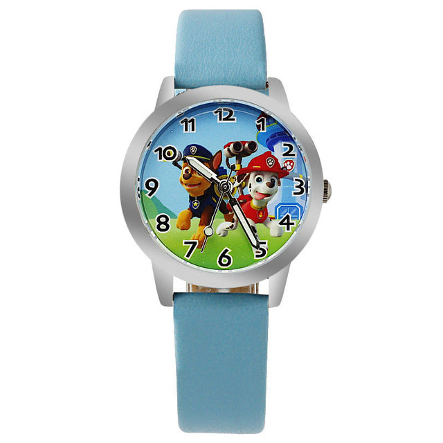 Children Leather Strap Quartz Wristwatch - Sky blue - easy - Trendences ~