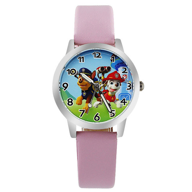 Children Leather Strap Quartz Wristwatch - Pink - easy - Trendences ~