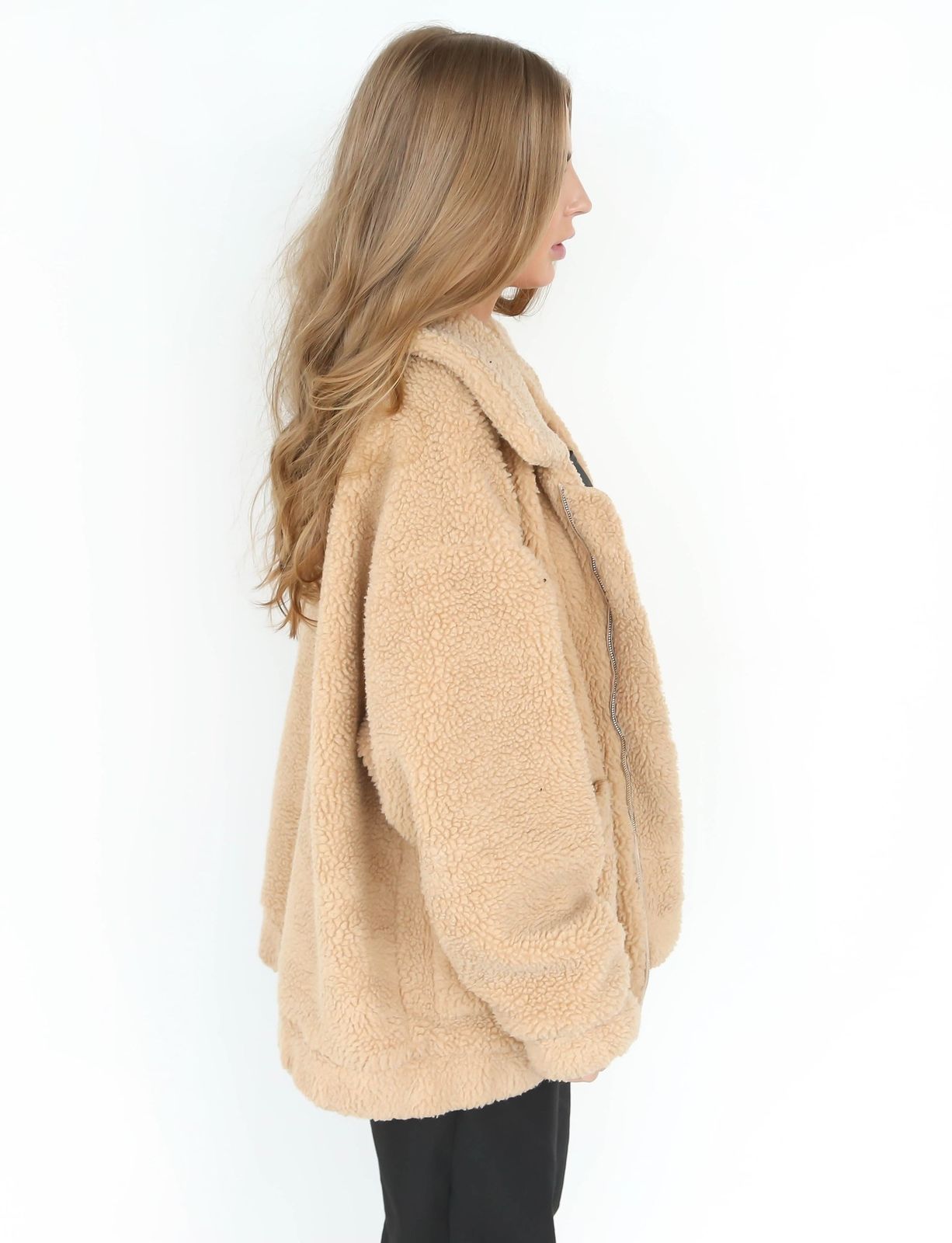 Women Coat Oversized Cardigan - Khaki / S - easy - Trendences ~