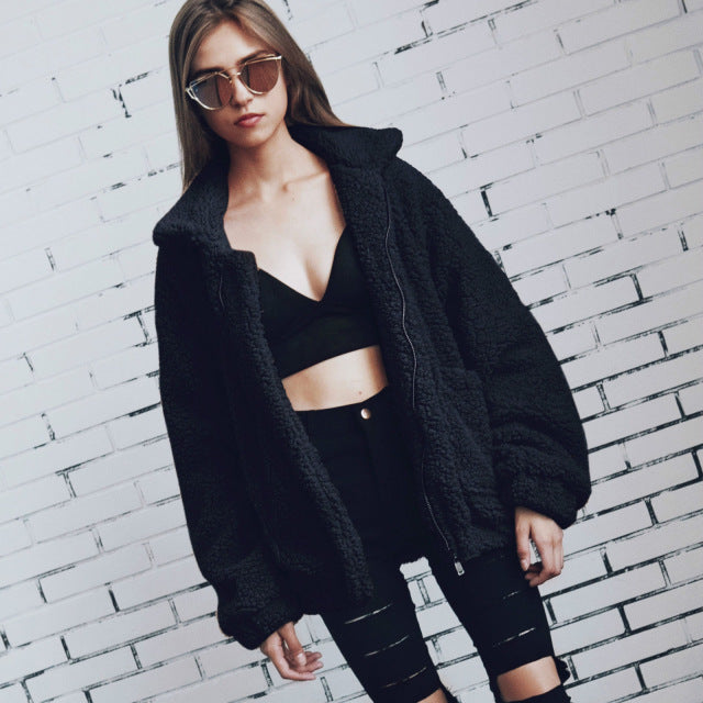 Women Coat Oversized Cardigan - Black / S - easy - Trendences ~