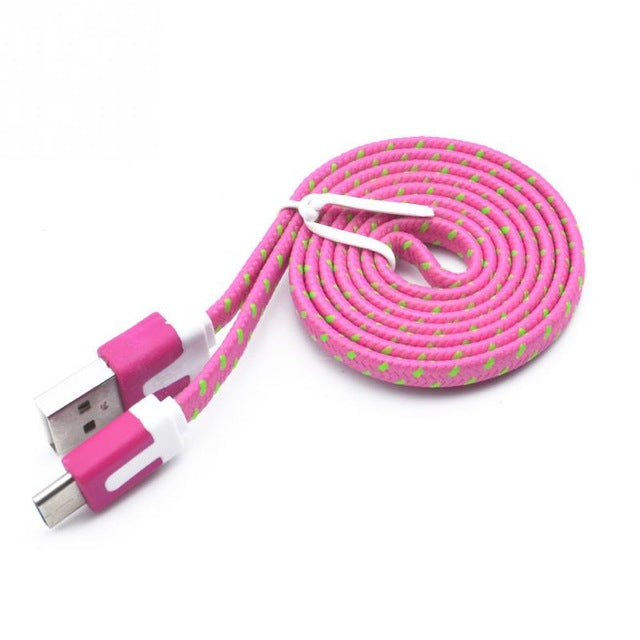 Micro USB Charge Sync Data Cable for Cell Phone 1M/2M/3M - Rose Red / 2m - easy - Trendences ~