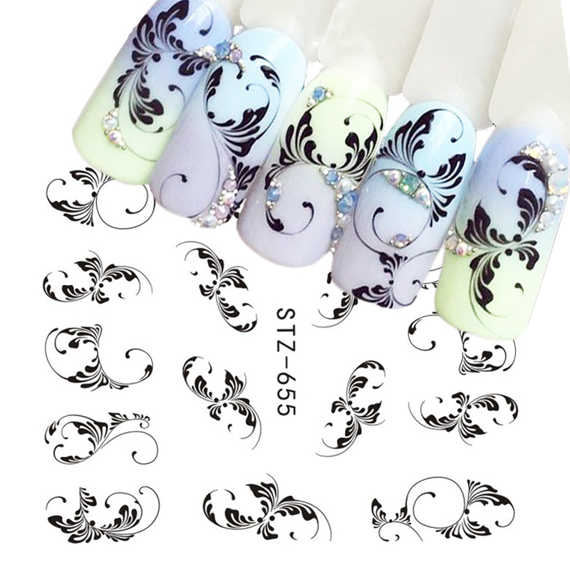 Black Flower Nail Art Stickers - easy - Trendences ~