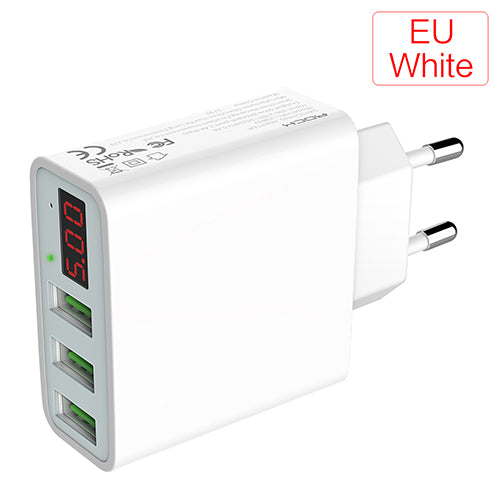 Multi USB Travel Charger 15W 3 Slots - EU white 3 LED port - easy - Trendences ~